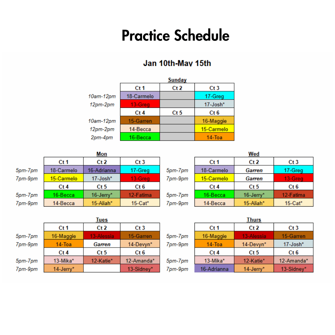 Practice Schedule